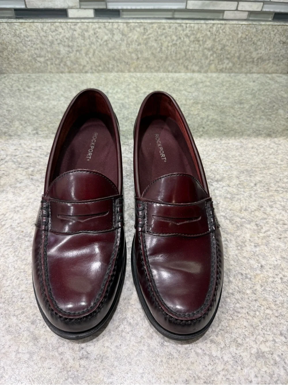 Rockport Men's Dark Burgundy Leather Penny Loafers